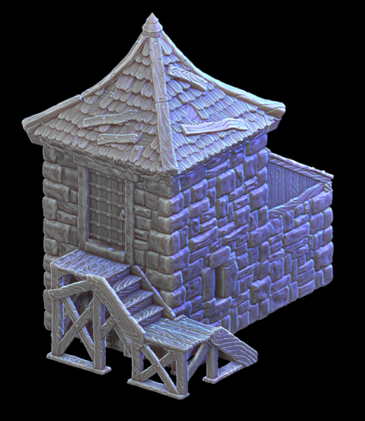 Towers - 2 levels with side building and roof