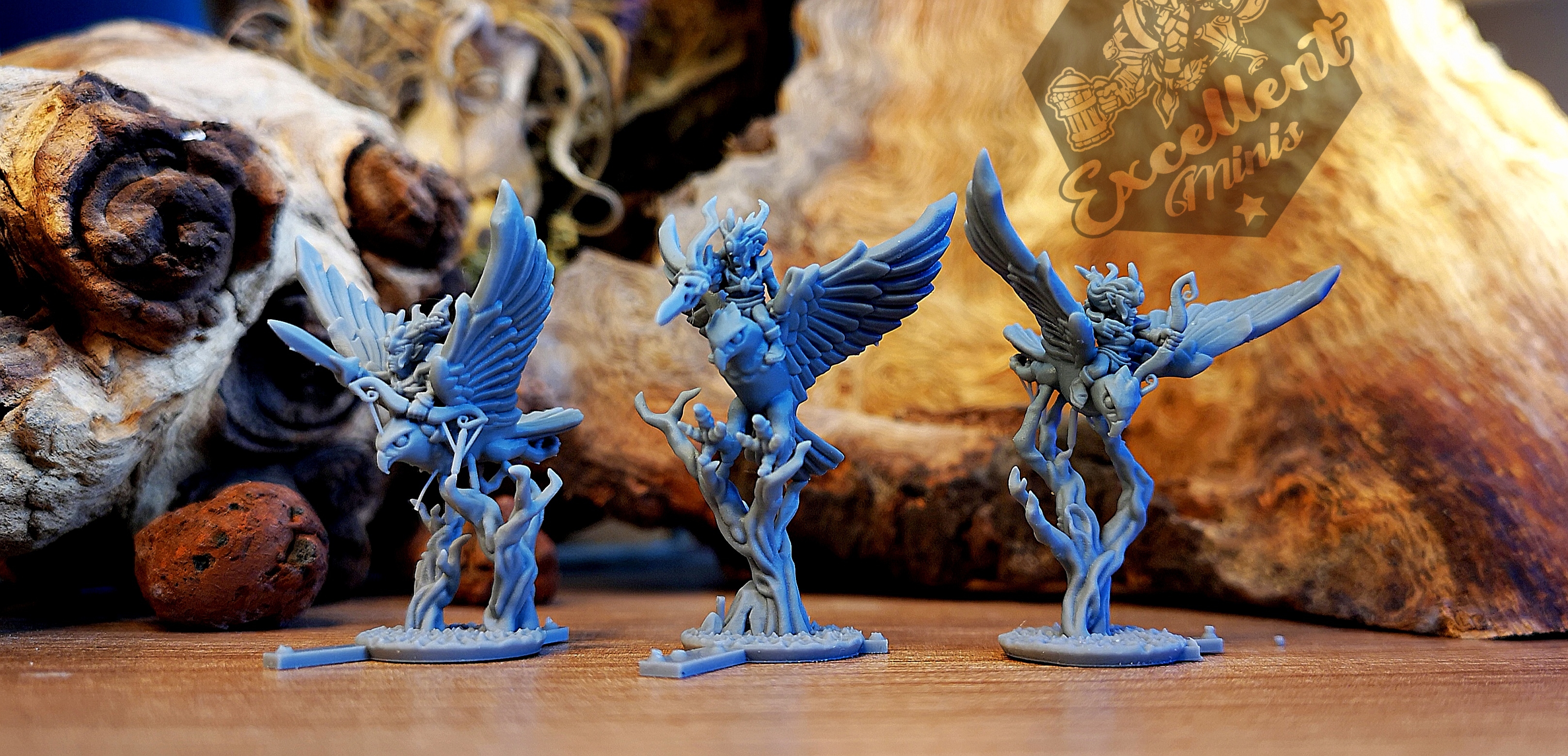 Wood Elf con Hero con Hawk 28mm Wargames metálica sin pintar