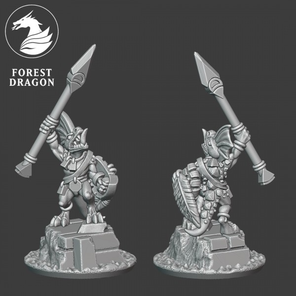 Lizard Kingdom - Reptilian Hero with Spear